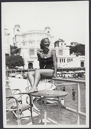 Anzio 1950, Il Casinò, Moda mare, Donna in costume, Pin Up, Paradiso sul mare, Fotografia vintage