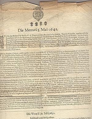 Bild des Verkufers fr Die Mercurii 5. Maii 1641 zum Verkauf von Zamboni & Huntington
