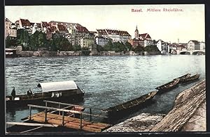 Ansichtskarte Basel, Mittlere Rheinfähre