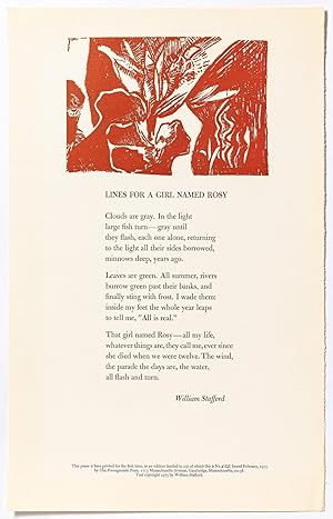 Seller image for [Broadside]: Lines for a Girl Named Rosy for sale by Between the Covers-Rare Books, Inc. ABAA