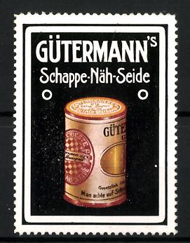 Image du vendeur pour Reklamemarke Gtermann's Schappe-Nh-Seide, Garnrolle in kleiner Dose mis en vente par Bartko-Reher