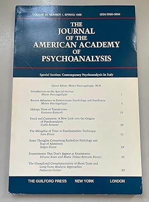 Bild des Verkufers fr The Journal of the American Academy of Psychoanalysis and Dynamic Psychiatry, Vol. 26, No. 1. zum Verkauf von Fundus-Online GbR Borkert Schwarz Zerfa