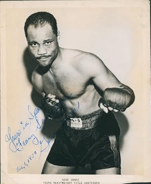 Foto Boxer Gene Jones, Portrait, Autogramm