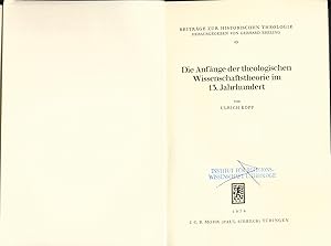 Bild des Verkufers fr Die Anfnge der theologischen Wissenschaftstheorie im 13. Jahrhundert zum Verkauf von avelibro OHG