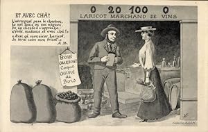 Künstler Ansichtskarte / Postkarte Weinverkäufer, Händler, Säcke, Angebot, Kundin