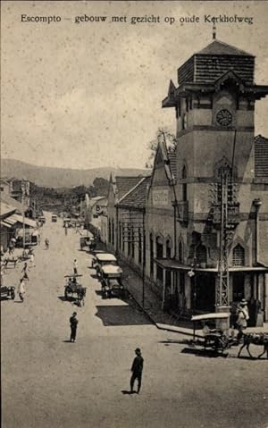 Ansichtskarte / Postkarte Indonesien, Escompto, Gebäude mit Blick auf den alten Kerkhofweg
