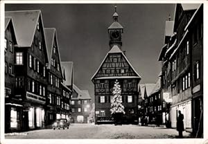 Bild des Verkufers fr Ansichtskarte / Postkarte Knzelsau am Kocher Hohenlohekreis, Hauptstrae, Rathaus, Weihnachtsbaum, Winter zum Verkauf von akpool GmbH