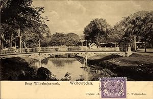 Ansichtskarte / Postkarte Weltevreden Batavia Jakarta Indonesien, Wilhelmina Park, Brücke