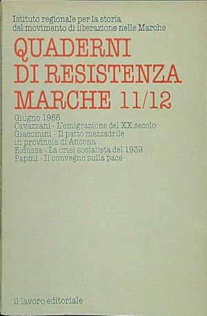 Bild des Verkufers fr Quaderni di resistenza Marche 11/12 zum Verkauf von Librodifaccia
