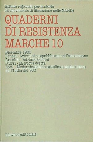 Bild des Verkufers fr Quaderni di resistenza Marche 10 zum Verkauf von Librodifaccia