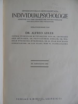 Internationale Zeitschrift für Individualpsychologie - IX. Jahrgang 1931 - 6 Doppel-Monats-Hefte