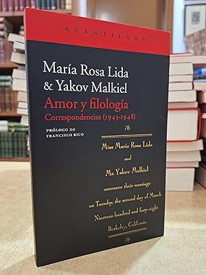 Imagen del vendedor de AMOR Y FILOLOGA Correspondencias (1943-1948). a la venta por LLIBRERIA KEPOS-CANUDA