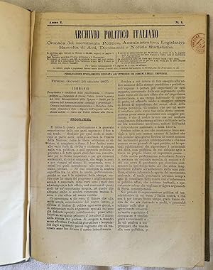 ARCHIVIO POLITICO ITALIANO FONDATO E DIRETTO DALL'AVV. ACHILLE SERPIERI VOLUME I IN 26 FASCICOLI ...