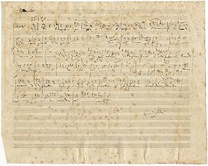 Lengthy autograph musical sketch for voice and partial accompaniment from an unidentified composi...
