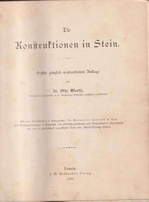 Bild des Verkufers fr Die Konstruktionen in Stein. Band 1 der Allgemeinen Baukonstruktionslehre in 4 Bnden. zum Verkauf von Versandantiquariat Dr. Uwe Hanisch