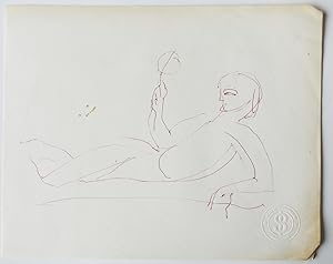 Berlin Sven study of a figure lying in a repose position for a sculpture Original Drawing [SB117]