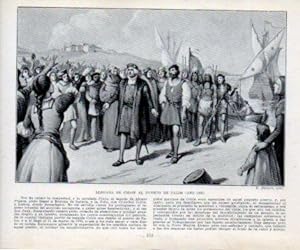 Bild des Verkufers fr LAMINA V39136: Llegada de Colon al Puerto de Palos en 1493 por F. Blanch zum Verkauf von EL BOLETIN