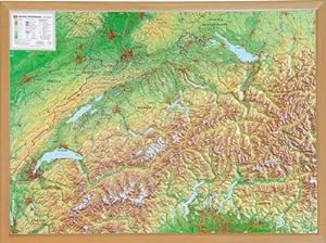 Seller image for Schweiz, Reliefkarte 1:500.000 mit Naturholzrahmen: Tiefgezogenes Kunststoffrelief for sale by Rheinberg-Buch Andreas Meier eK
