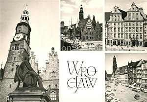 Postkarte Carte Postale 73225072 Wroclaw Rathaus Marktplatz Statue Wroclaw