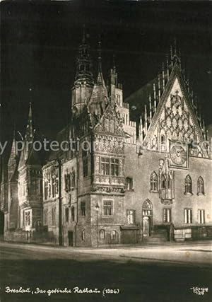 Postkarte Carte Postale 73097143 Breslau Niederschlesien Gotisches Rathaus Breslau Niederschlesien