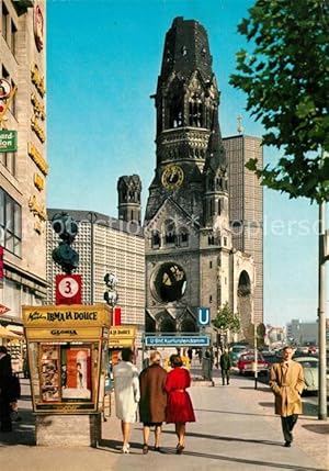 Bild des Verkufers fr Postkarte Carte Postale 73094946 Berlin Kurfuerstendamm alte und neue Kaiser Wilhelm Gedaechtnis Kirche zum Verkauf von Versandhandel Boeger