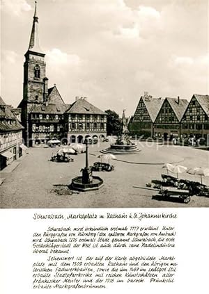 Postkarte Carte Postale 73180950 Schwabach Marktplatz und Rathaus mit St Johanneskirche Schwabach
