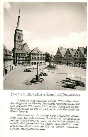 Postkarte Carte Postale 73333636 Schwabach Marktplatz Rathaus Brunnen Johanniskirche Schwabach