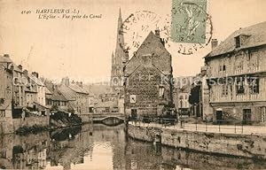 Postkarte Carte Postale 13491287 Harfleur Eglise vue prise du Canal Harfleur