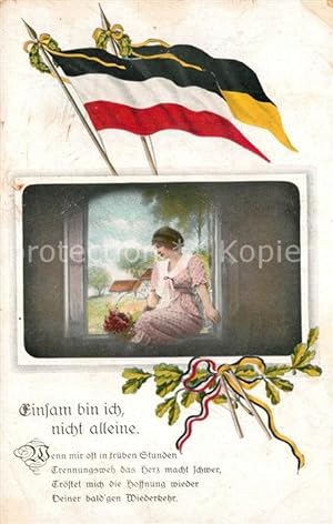 Postkarte Carte Postale 73499578 Schwarz Weiss Rot Fahnen Gedicht Einsam bin ich nicht alleine