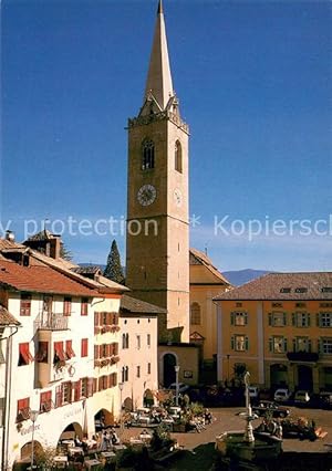 Postkarte Carte Postale 73627333 Kaltern Weinstrasse Tirol Dorfplatz mit Pfarrkirche Kaltern Wein...