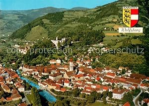 Postkarte Carte Postale 73630349 Wolfsberg Kaernten Fliegeraufnahme mit Stadtzentrum und Schloss ...