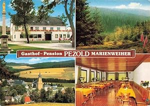 Postkarte Carte Postale 73970312 Marienweiher Gasthof Pension Pezold Blick zur Kirche Landschaft