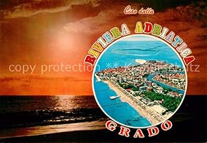 Postkarte Carte Postale 73627286 Grado Gorizia Fliegeraufnahme Sonnenuntergang am Meer Grado Gorizia