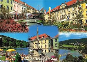Postkarte Carte Postale 73970381 St Veit Glan Kaernten AT Hauptplatz Rathaus Laengsee Pestsaeule ...