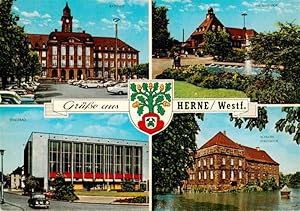 Postkarte Carte Postale 73936313 Herne Westfalen Rathaus Am Bahnhof Stadtbad Schloss Strunkede