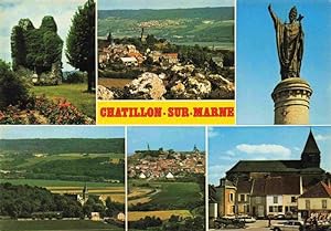 Postkarte Carte Postale 13970245 Chatillon-sur-Marne Ruine de Chatillon Le village et la statue d...