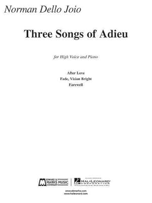 Imagen del vendedor de Three Songs of Adieu : High Voice and Piano a la venta por GreatBookPrices