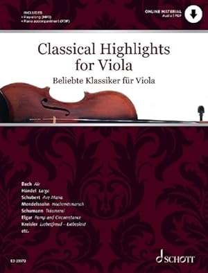 Bild des Verkufers fr Classical Highlights for Viola : Arranged for Viola and Piano Book Includes Downloadable Audio zum Verkauf von GreatBookPricesUK
