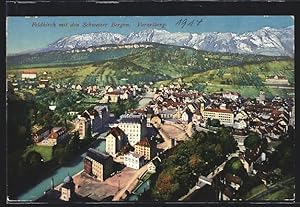 Ansichtskarte Feldkirch, Ortsansicht mit den Schweizer Bergen