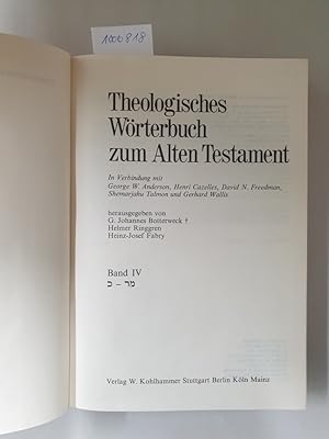 Theologisches Wörterbuch zum Alten Testament : Band IV : (gebundene Ausgabe) :