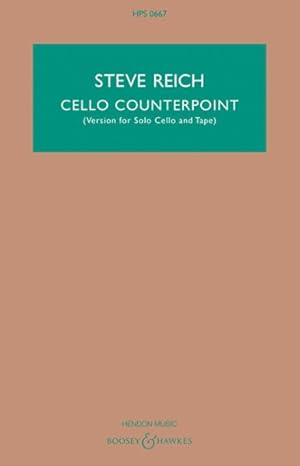 Imagen del vendedor de Cello Counterpoint Version for Solo Cello and Tape - Study Score : Version for Solo Cello and Tape a la venta por GreatBookPrices