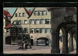 Bild des Verkufers fr Ansichtskarte Stuttgart, Hans im Glck-Brunnen in der Altstadt zum Verkauf von Bartko-Reher