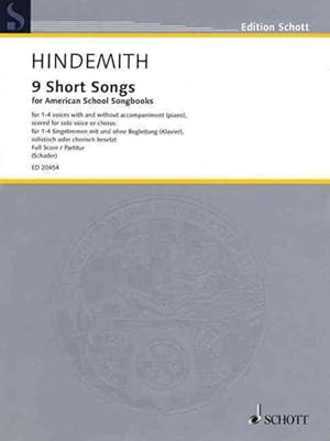 Immagine del venditore per 9 Short Songs for American School Songbooks : For 1-4 Voice With and Without Piano, Scored for Solo Voice or Chorus Performance Score venduto da GreatBookPrices