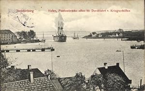 Ansichtskarte / Postkarte Sønderborg Sonderburg Dänemark, Hafen, Pontonbrücke