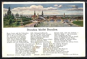 Lied-Ansichtskarte Dresden bleibt Dresden mit Blick auf die Stadt