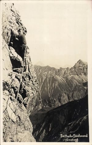 Ansichtskarte / Postkarte Südwand der Trettachspitze, Bergsteiger