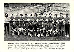 Bild des Verkufers fr Autogrammkarte Fuball, Bundesliga-Mannschaft des 1. FC Kaiserslautern, Saison 1973/1974 zum Verkauf von akpool GmbH