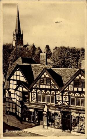 Ansichtskarte / Postkarte Bromsgrove Worcestershire England, Ye Olde Shoppe, Kirche