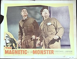 Image du vendeur pour The Magnetic Monster Lobby Card #2 1953 Richard Carlson & Donald Kerr stare in horror! mis en vente par AcornBooksNH