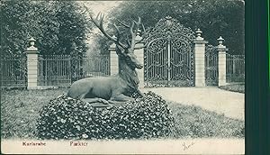 Ansichtskarte (a67 ) Baden-Württemberg Karlsruhe um 1900 Partie im Schloßgarten Hirsch (II)